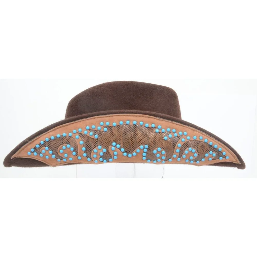 Shyanne® Women's Embellished Brim Felt Western Band‎ Cowgirl Hat Festival Cowboy